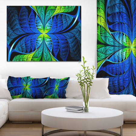 Blue Green Fractal Stained Glass - Large Wall Art on Canvas