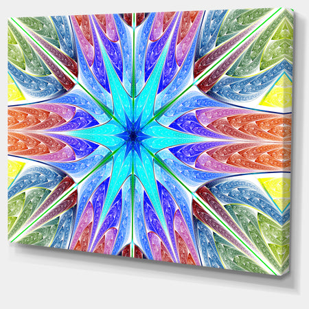 Multi-Color Pink Fractal Stained Glass - Large Wall Art on Canvas