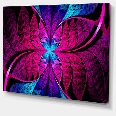 Bright Pink Fractal Stained Glass - Large Wall Art on Canvas
