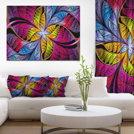 Pink Yellow Fractal Stained Glass - Large Wall Art on Canvas
