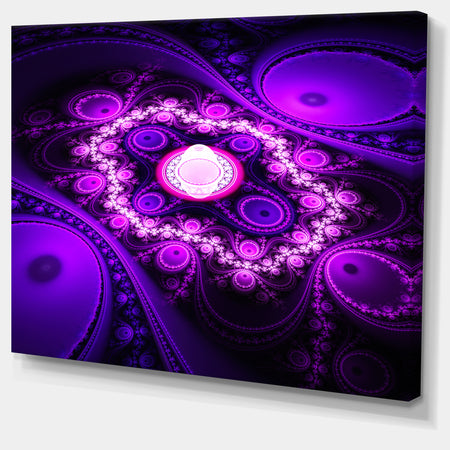 Purple Fractal Circles and Waves - Large Wall Art on Canvas