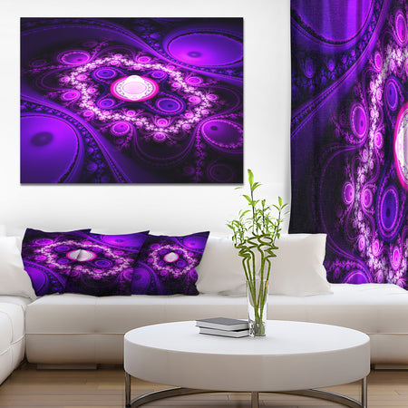 Purple Fractal Circles and Waves - Large Wall Art on Canvas
