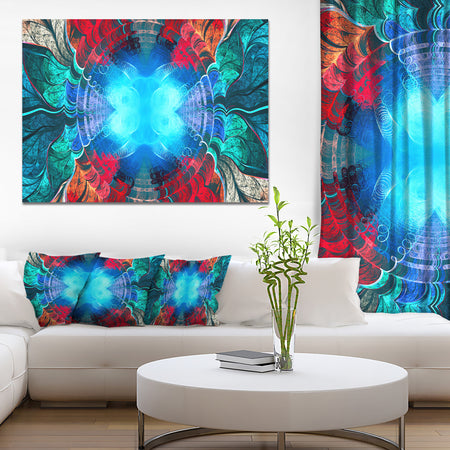 Blue Fractal Circles and Waves - Large Wall Art on Canvas