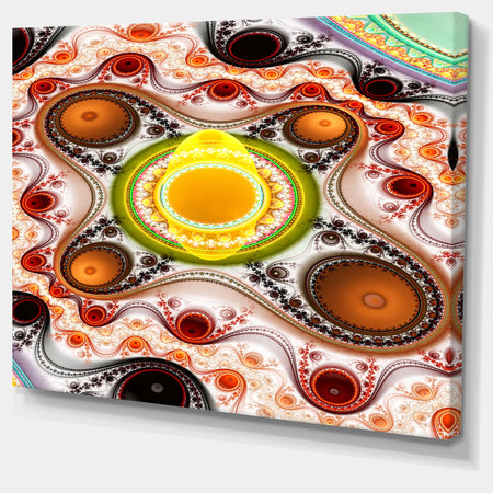 Brown Wavy Curves and Circles - Large Wall Art on Canvas