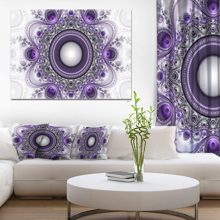 Purple Fractal Pattern with Circles - Large Wall Art on Canvas