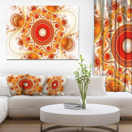 Orange Fractal Pattern with Circles - Large Wall Art on Canvas