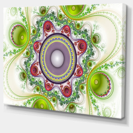 Light Green Pattern with Circles - Large Wall Art on Canvas