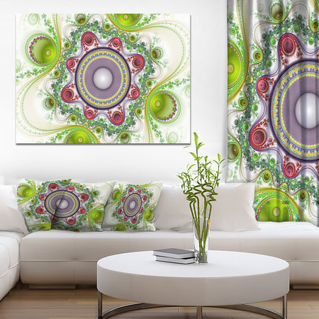 Light Green Pattern with Circles - Large Wall Art on Canvas