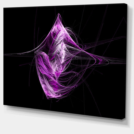 Purple on Black Fractal Illustration - Large Glossy Canvas Art Print