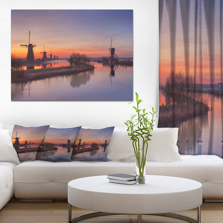 Dutch Windmills Panorama - Large Glossy Canvas Art Print