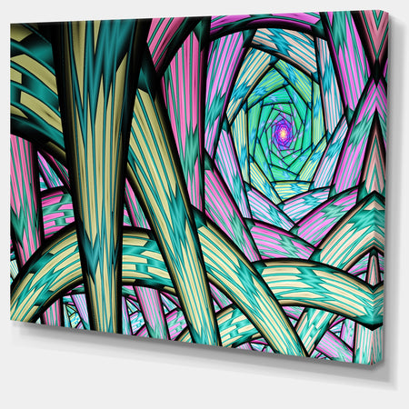 Purple Fractal Endless Tunnel - Large Canvas Artwork