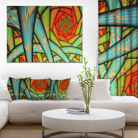 Green Fractal Endless Tunnel - Large Glossy Canvas Art Print