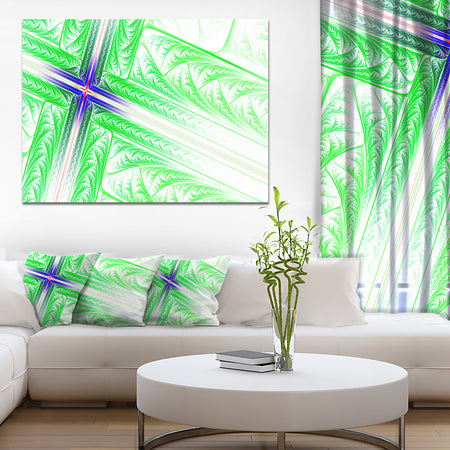 Bright Green Fractal Cross Design - Large Glossy Canvas Art Print