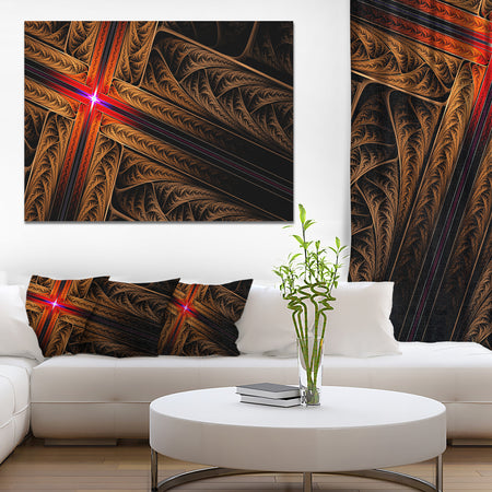Golden Fractal Cross Design - Large Glossy Canvas Art Print