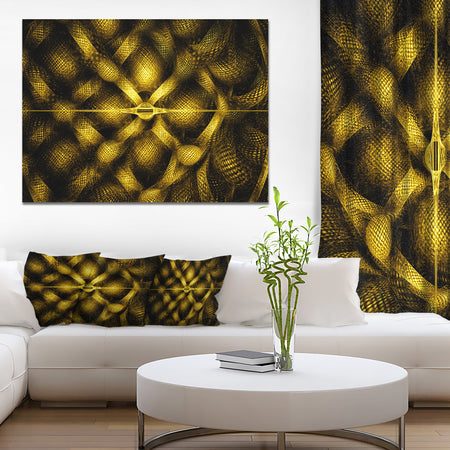 Golden Fractal Watercolor Pattern'Large Abstract Canvas Art Print