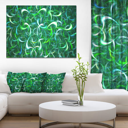 Dark Green Watercolor Fractal Art'Large Abstract Canvas Art Print