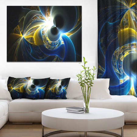 Glowing Blue Yellow Plasma - Abstract Wall Art Canvas