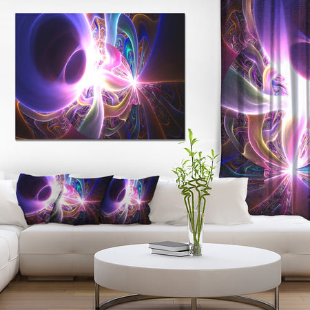 Glowing Purple Design on Black - Abstract Wall Art Canvas