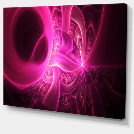 Bright Pink Designs on Black - Abstract Wall Art Canvas