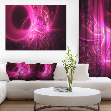 Bright Pink Designs on Black - Abstract Wall Art Canvas
