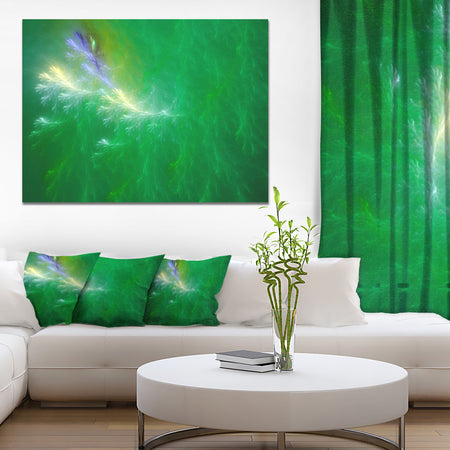 Green Fractal Thunder Sky - Abstract Wall Art Canvas