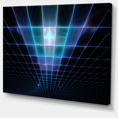 Blue Laser Protective Grids - Abstract Wall Art on Canvas