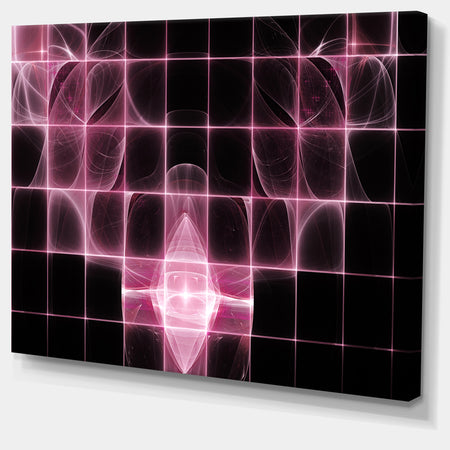 Pink Bat Outline on Radar - Abstract Wall Art on Canvas