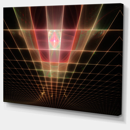 Pink on Black Laser Protective Grids - Abstract Wall Art on Canvas