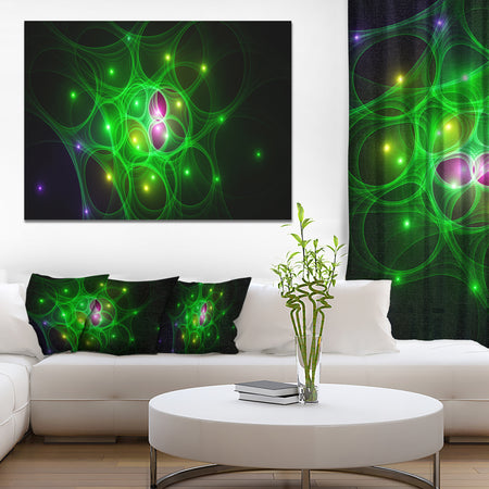 Green Fractal Space Circles - Extra Large Abstract Canvas Art Print