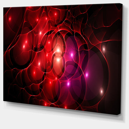 Red Fractal Space Circles - Extra Large Abstract Canvas Art Print