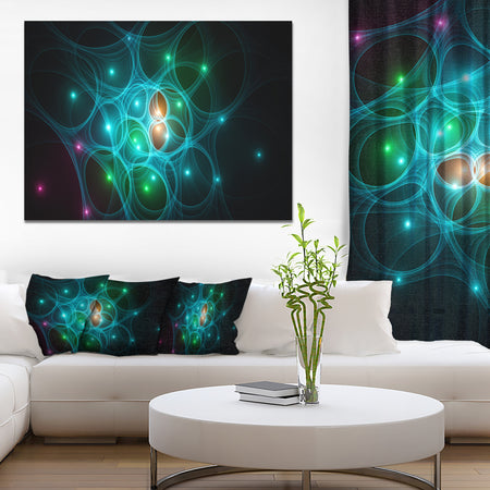 Light Blue Fractal Space Circles - Extra Large Abstract Canvas Art Print