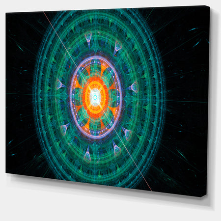 Cabalistic Turquoise Fractal Sphere - Extra Large Abstract Canvas Art Print