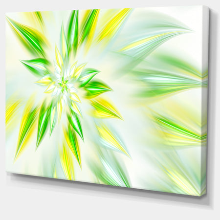 Light Green Fractal Spiral Flower - Extra Large Abstract Canvas Art Print
