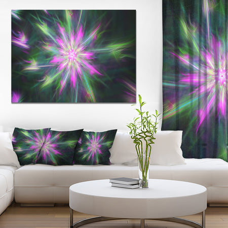 Green Fractal Shining Bright Star - Extra Large Abstract Canvas Art Print