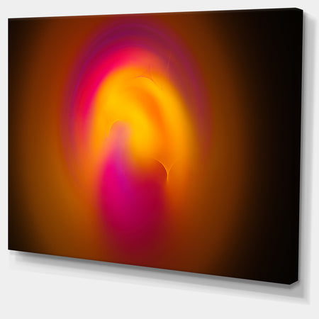Yellow Pink Misty Sphere on Black - Extra Large Abstract Canvas Art Print