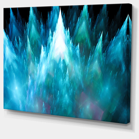 Blue Fractal Crystals Design - Extra Large Abstract Canvas Art Print