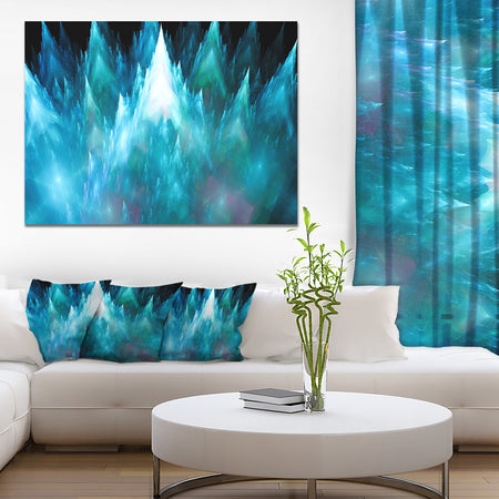 Blue Fractal Crystals Design - Extra Large Abstract Canvas Art Print