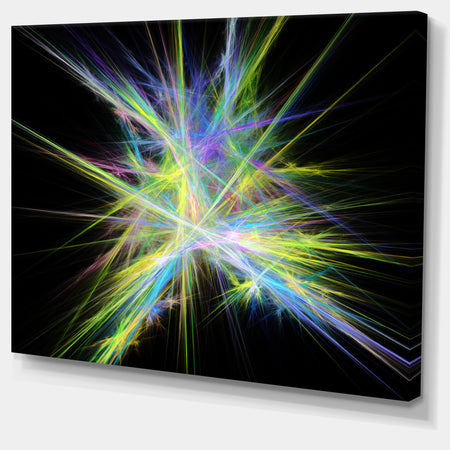 Yellow Blue Chaos Multicolored Rays - Extra Large Abstract Canvas Wall Art