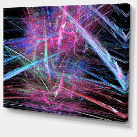 Pink Blue Magical Fractal Pattern - Extra Large Abstract Canvas Wall Art