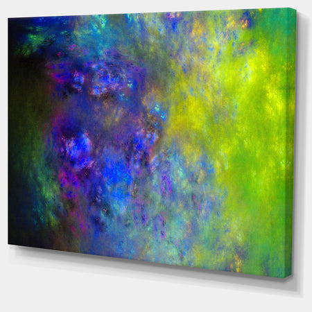Blue Green Starry Fractal Sky - Abstract Artwork on Canvas