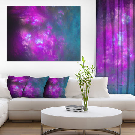 Purple Blue Starry Fractal Sky - Abstract Artwork on Canvas