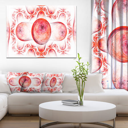 Red Exotic Pattern on White - Abstract Art on Canvas