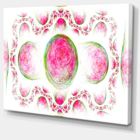 Pink Exotic Pattern on White - Abstract Art on Canvas