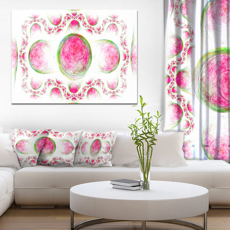 Pink Exotic Pattern on White - Abstract Art on Canvas
