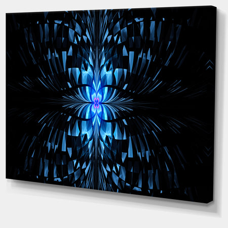 Blue Butterfly Pattern on Black - Abstract Art on Canvas
