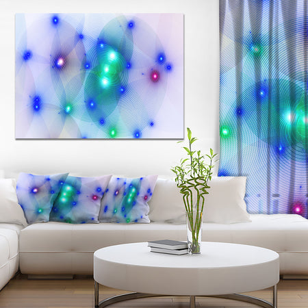 Blue Fractal Lights in Fog - Extra Large Abstract Canvas Art Print Canvas