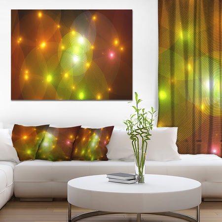 Golden Fractal Lights in Fog - Extra Large Abstract Canvas Art Print Canvas