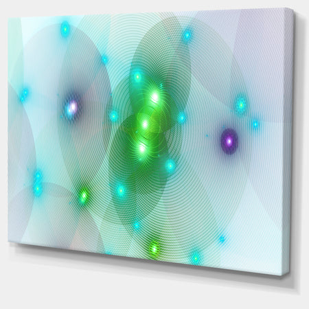 Green Fractal Lights in Fog - Extra Large Abstract Canvas Art Print Canvas