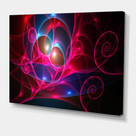 Pink Curly Spiral on Black - Extra Large Abstract Canvas Wall Art