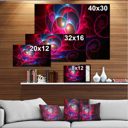 Pink Curly Spiral on Black - Extra Large Abstract Canvas Wall Art